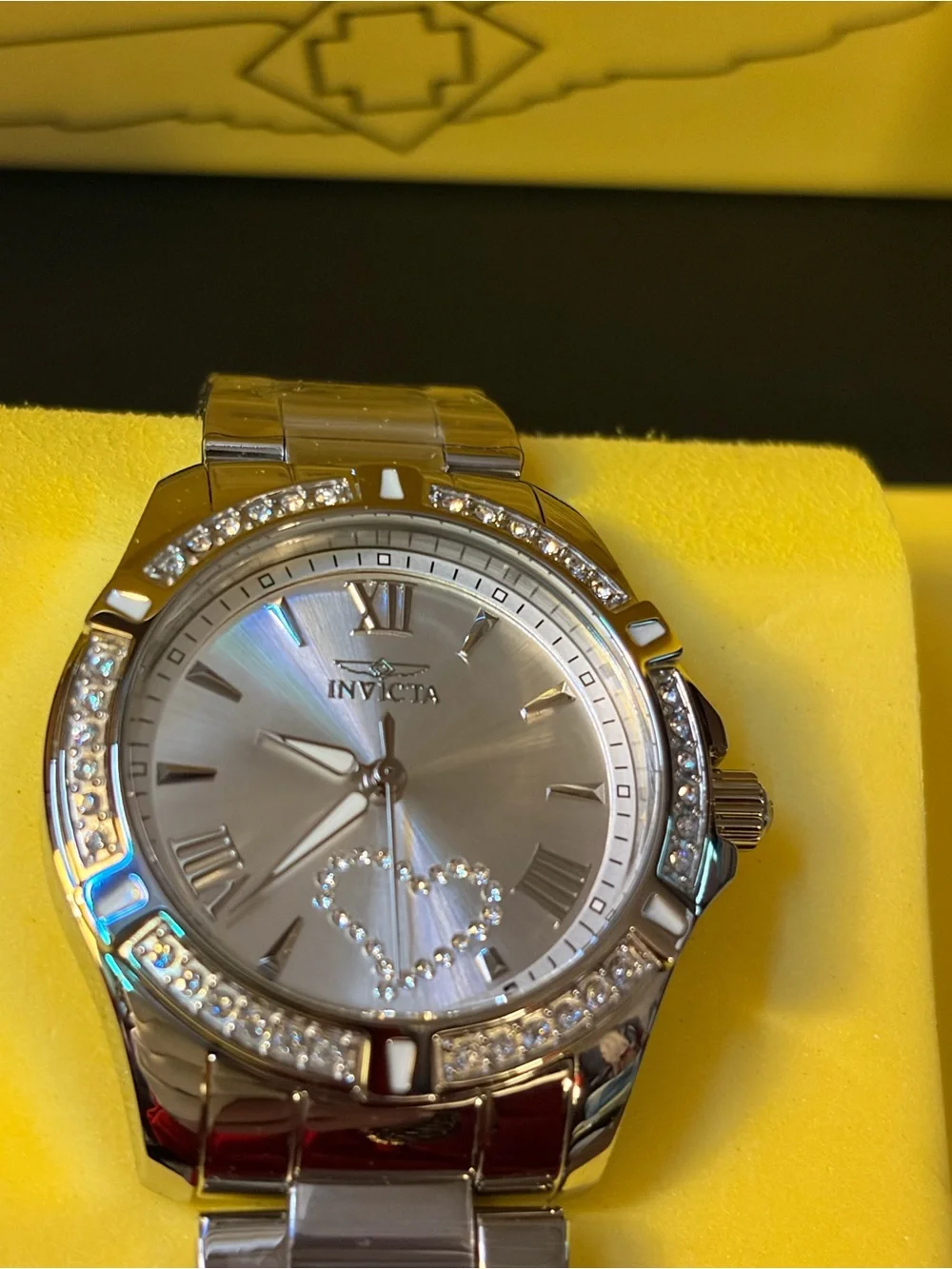 Invicta Veleray Diamond Bezel Mini Heart Dial Silver Plated Luxury Womens Watch!